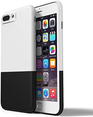 iPhone 7 Plus Case Bumper Shell, iPhone 7 Plus Thin Back Cover Case, SameTech Slim Two-Piece Snap-on Slider Hard Cover Shockproof Case for iPhone 7 Plus+ 1pcs glass screen protector (White&amp;Black)