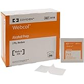 Covidien 6818 Webcol Alcohol Prep, Sterile, Medium, 2-Ply, Pack of 200