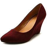 Ollio Women's Platform Shoe Multi Color Faux Suede Wedge Closed-Toe Party Pump