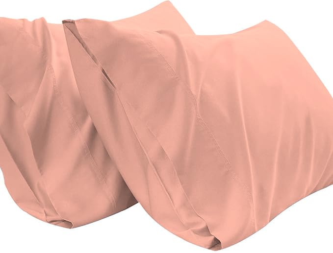 TBM Oversize Pillow Case Extra Large Fits Even The Fluffiest Pillows Including Huge Gaint Pillows Extra Tall Pillowcase 100% Egyptian Cotton 600 Thread Count (Peach Pink, Queen 23W X 34L) Image
