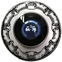 Nest Thermostat wall plate - Silver with Antique style border and self adhesive tape.