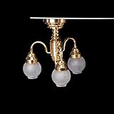 Chandelier Model - TOOGOO(R)1:12 Dollhouse Brass Chandelier 3 arm Lamp LED Ceiling Lamp Glass Shade