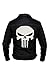 Large Biker Jacket Patch Punisher Skull Patch Iron or Sew on 100% Embroidered White/Black
