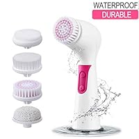 ETEREAUTY Facial Brush, Waterproof Facial Cleansing Brush 4-in-1 Set for Gentle Exfoliation and Deep Scrubbing