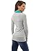 PattyBoutik Women's Drawstring Cowl Neck Raglan Blouse (Light Gray and Turquoise S)