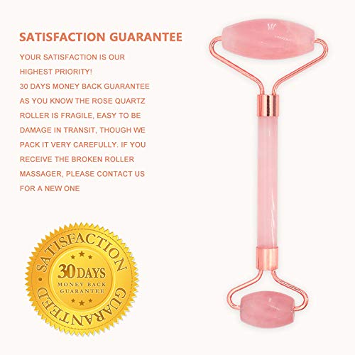 Rose Quartz Roller for Face - Anti Aging Massage Skincare Tool for All Skin Types, Rose Jade Facial Roller, Face Roller, Facial Massage Roller