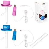 RoryTory 2 pc Pink Blue Mini Cowboy Hat USB Power Air Purifying Humidifier Set
