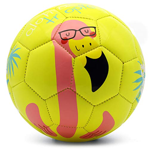 PP PICADOR Toddler Soft Soccer Ball Cute Cartoon Kids Ball Toy Gift with Pump for Children, Girls, Boys, Student, Kindergarten (Yellow Flamingo, Size 3)
