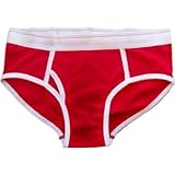 Bella Ladies Cotton/Spandex Logan Boy Brief Panties Underwear - Red/White