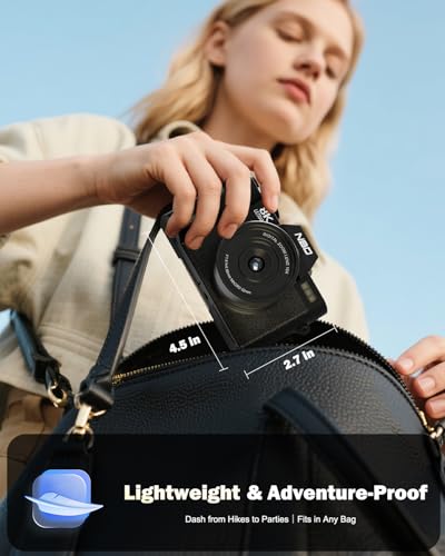 NBD 8K Digital Cameras for Photography,64MP Camara Fotograficas,Travel Vlogging Cameras for YouTube with 180°Flip Screen,16X Digital Zoom,52mm Macro Lens,2 Batteries,32GB TF Card (Black)