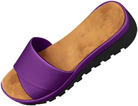 BOLANQ Womens Fashion Flats Open Toe Thick Bottom Beach Shoes Roman Slippers Sandals