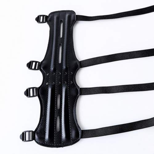 e5e10 Archery Leather Arm Guard Long 4 Straps Forearm Protective Gear Hunting Arrow Bow