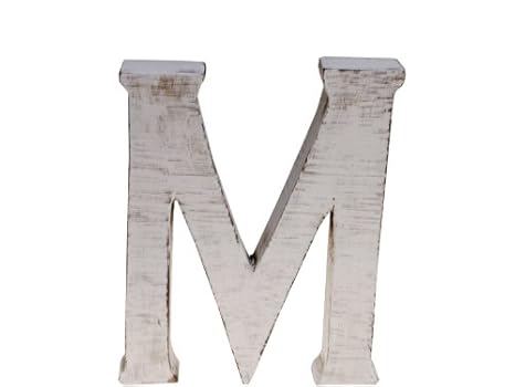 kadoh Buchstabe „M“ (medium) Holz Höhe 20 cm Vintagelook shabby-chic creme-weiß