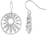 .925 Sterling Silver Fancy Sunflower Dangle Earrings