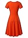 HUHOT Women Short Sleeve Round Neck Summer Casual Flared Midi Dress (X-Large, Orange)