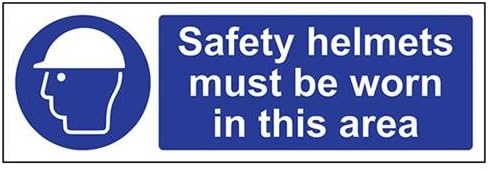 VSafety Safety Helmets Must Be Worn In This Area PPE Sign – Landscape ...