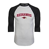 Seattle White/Black Raglan Baseball T Shirt 'Arched Redhawks w/Redhawk Head' - XL