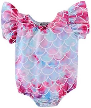 Seaby Infant Toddler Baby Girls Colorful Fish Scale Mermaid Ruffles Sleeve One-Piece Swimwear Swimsuit Bathing Suit for 0-4T (100 (18-24Months), Multicolor)