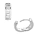 14K Gold Mini Cubic Zirconia Princess-cut Huggie Small Hoop Earrings 3x9mm