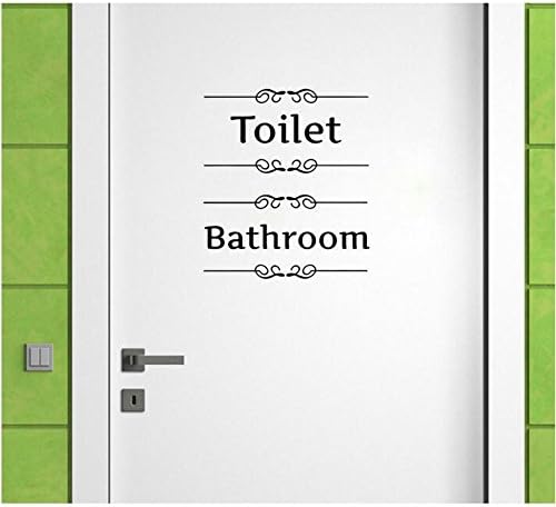 Wall Sticker Bathroom Toilet Decor Washroom Door Vinyl Art Decoration Waterproof Wallpaper Stickers (Toilet A)