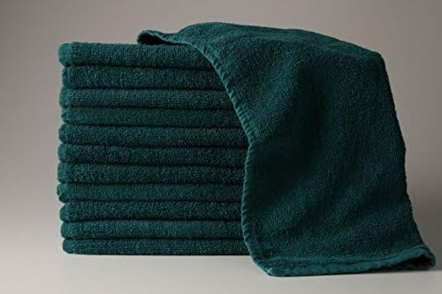American Terry Mills 100% Cotton Salon Towels Gym Towels Hand Towel, 100% Ringspun-Cotton, Maximum Softness, Absorbency & Durability, Forest Green, 12 Piece