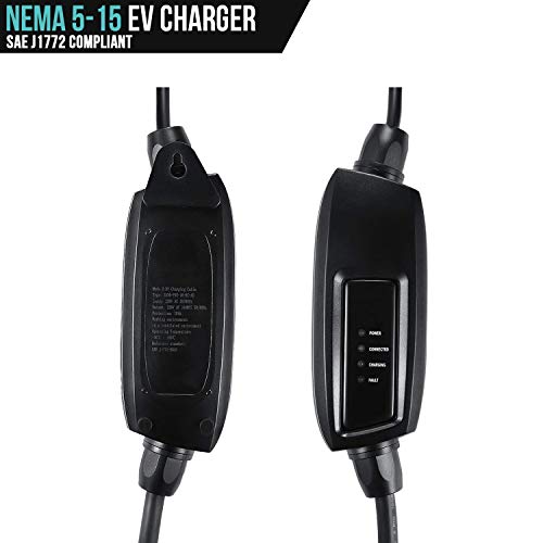 Lectron 120V/240V 16 Amp Level 2 EV Charger with 21ft Extension Cord J1772 Cable & Nema 5-15 Plug