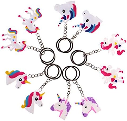 10 Pieces Assorted Unicorn Party Favor Keychains Door Car Key Chain Tags Keyring Ring Keychain Best Gift for Kids-5 Different Designs