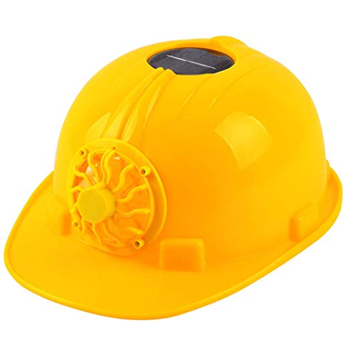 Longay Solar Powered Cooling Fan Safety Helmet Work Hard Hat Solar Safety Cap (Yellow)