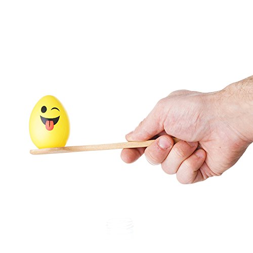 image for The Twiddlers Sumer Egg Relay Game with Emoji Eggs, 8 Wooden Spoons & 