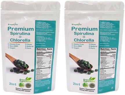 Biophyto Premium Spirulina & Chlorella 2-in-1 Tablets 500gram. Set of 2.