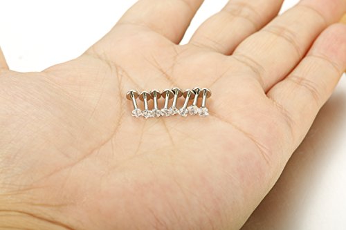 FUNRUN JEWELRY 4 Pairs 16G Stainless Steel Monroe Lip Rings Nose Studs Body Jewelry Piercing 3mm CZ 6mm - Thumbnail 4