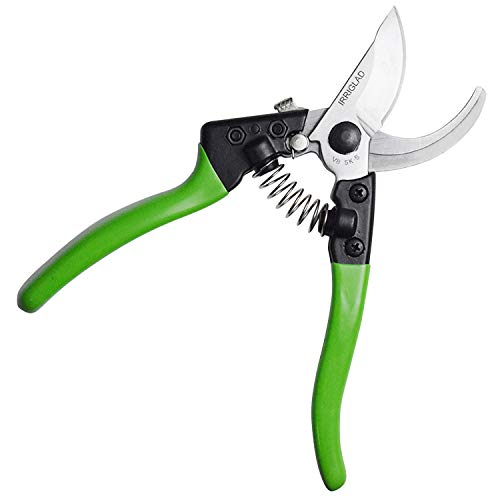 IRRIGLAD V8 Professional Pruning Shears, Gardening Scissors, Hand Pruners, Garden Clippers, Stainless Steel Blades, 8″ Heavy Duty Tree Trimmers, Safety Lock