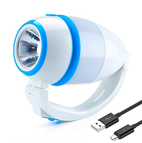 ODISTAR Rechargeable LED Spotlight Flashlight Portable Searchlight Multifunction Outdoor Camping Lantern, Table Light, for Bedroom Reading Hiking Fishing,3 Modes, USB Cable Included