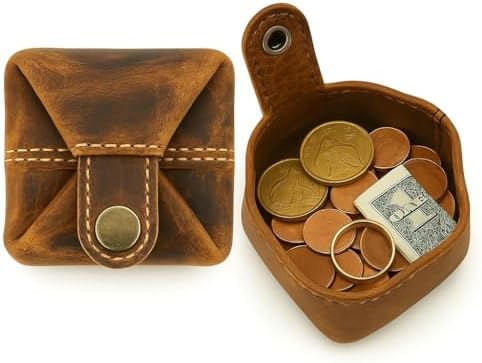 Amazon.com: Leather Coin Pouch, Leather Zippered Change Holder