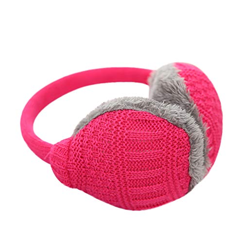 callm Unisex Knit Earmuffs Faux Furry Earwarmer Winter Outdoor Earmuffs Keep Your Ears Warm (Hot Pink) - Thumbnail 2