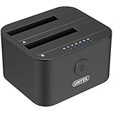 [Mini Hard Drive Duplicator] UNITEK USB 3.0 to SATA Dual Bay HDD Docking Station, Hard Drive Reader with Offline Clone Function, for 2.5 &amp; 3.5 Inch HDD SSD SATA (SATA I/ II/ III) [Support UASP &amp; 10TB]