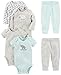 Simple Joys by Carter's Unisex Babies' 6-Piece Bodysuits (Short and Long Sleeve) and Pants Set, Grey/Mint Green/Elephant/Lamb, 18 Months