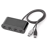 Wii U Gamecube Controller Adapter, HOMFUL Super Smash Bros Swith Gamecube Controller Adapter for Wii U, Nintendo Switch and PC USB 4 Port Black Gamecube Adapter No Drives Needed