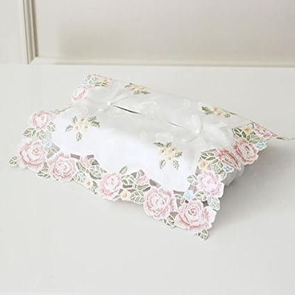 Amazon ティッシュケース レース 刺繍 おしゃれ 薔薇のカットワークティッシュカバー 薔薇のカットワーク ティッシュケース ホルダー