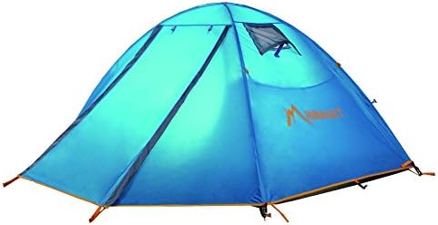HIMAGET 2 Person Waterproof Camping Hiking Easy Setup Double-layer Outdoor Shelter 3-Season Dome Backpacking Tent (Blue)