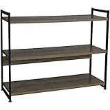 Household Essentials Ashwood 3 Tier Storage Shelf with Metal, Grey Shelves â€“ Black Frame