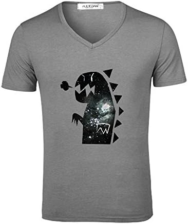 Galactic Dinosaur Men V Neck Personalized Tees Grey