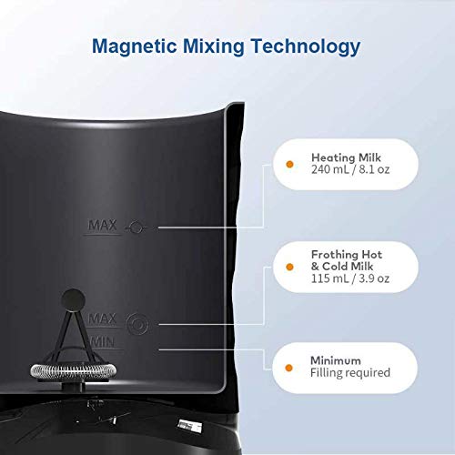 Milk Frother – Casara 4 in 1 Electric Milk Frother and Steamer for Bulletproof Coffee, Cappuccino, Latte, Matcha - Hot and Cold Automatic frother with Extra Whisks,Non-Stick Interior, Precise Temperature Control