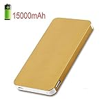 Wish House 15000mAh Ultra Slim High Capacity Dual USB Power Bank for Select Models - Gold