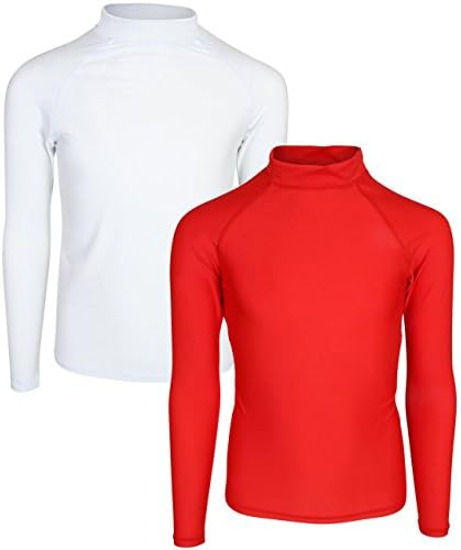 Ingear Swim Boy’s Long Sleeve Rash Guard UPF 50+ Shirt (2 Pack) Red/White, Medium/8