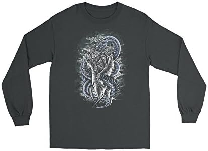 Death By Design Devil Versus Snake T-Shirt Mens Long Sleeve Tee Black M
