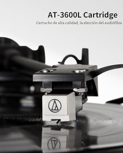 ANGELS HORN Tocadiscos de Vinilo con Altavoces Estéreo, Reproductor de Vinilos Hi-Fi Bluetooth, Giradiscos Preamplificador Integrado, 33/45 RPM, control de tono, pastilla AT-3600L