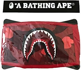 bape red camo shark mask