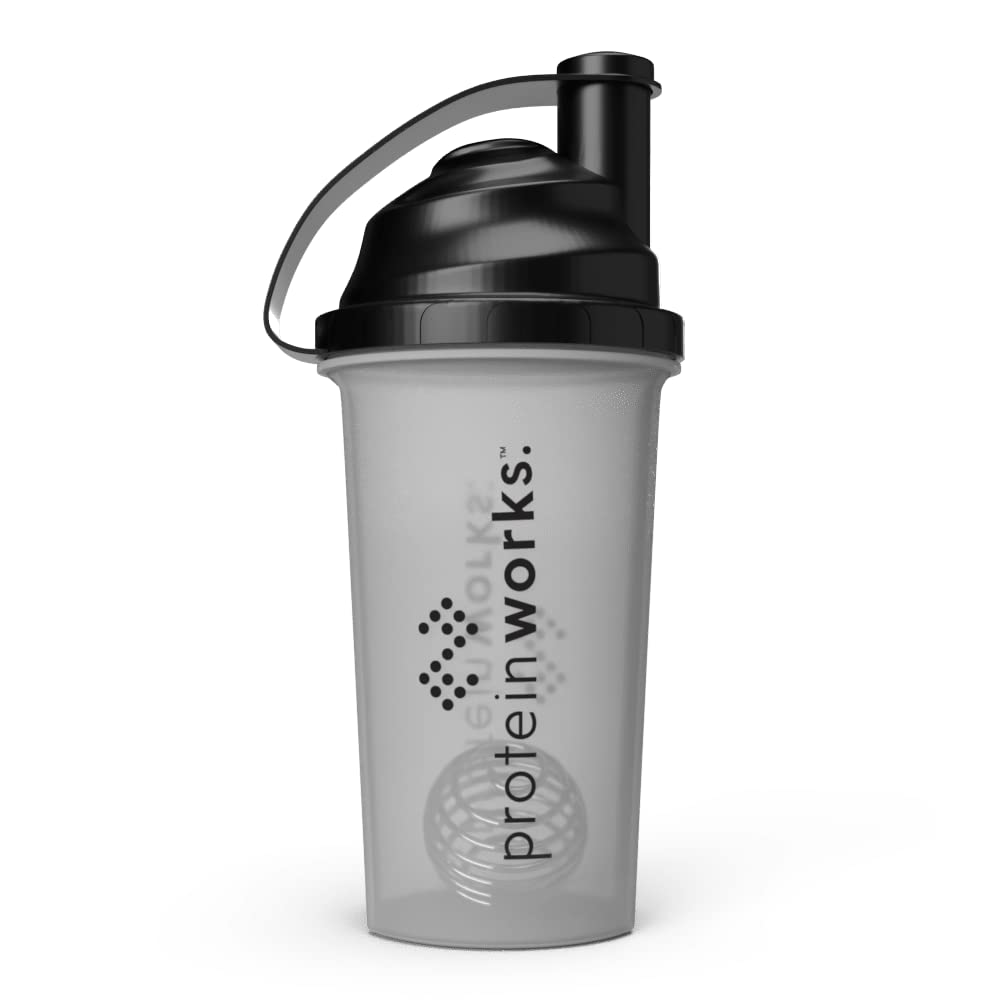 Protein Works | Extreme 360 Protein Shaker Bottle, Clear 700ml Bottle with Wire Mesh Mix Ball, Leak-Proof & Durable, Screw Top Lid, Secure Lock Closure, Easy Reference Measuring Guide