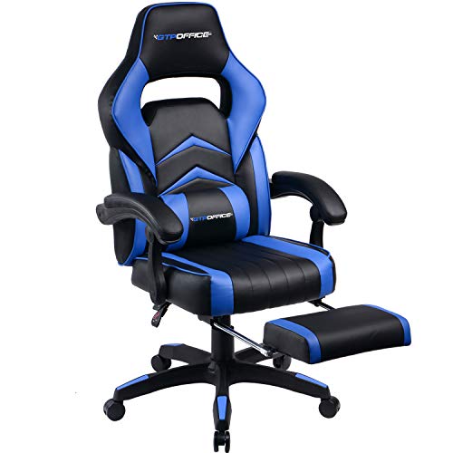 GTPOFFICE Gaming Chair Racing Style Office Swivel Computer Desk Chair Ergonomic Conference Executive Manager Work Chair PU Leather High Back Adjustable Task Chair with Lumbar and Padded Footrest